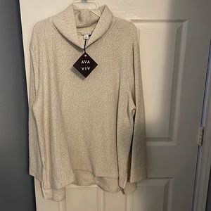 AVA&VIV 2X Womens cream metallic pull over cowl neck size 20W/22W new with tags